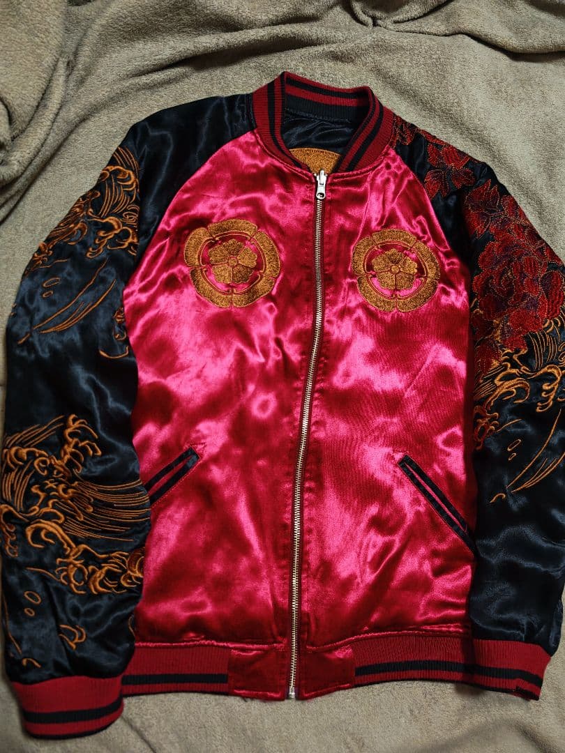 絡繰魂 馬 日本限定 スカジャン 花 unisex レーヨン ２面用 珍