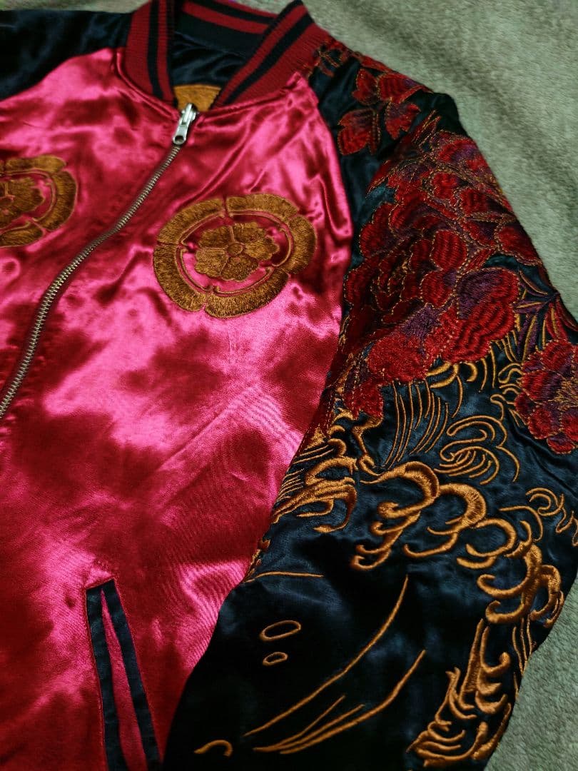 絡繰魂 馬 日本限定 スカジャン 花 unisex レーヨン ２面用 珍