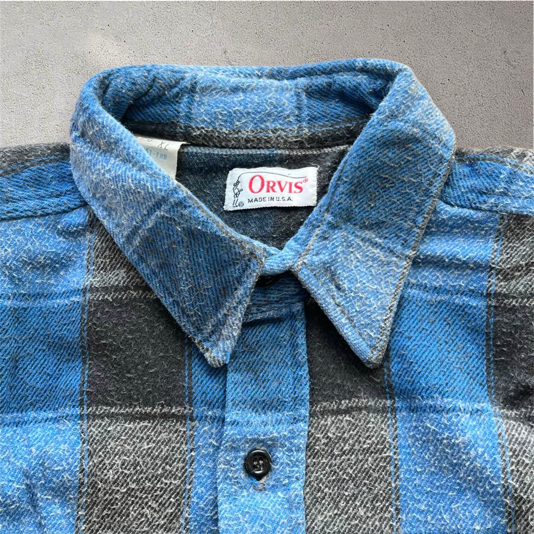 80s【ORVIS】flannel Check Shirt Blue×Black