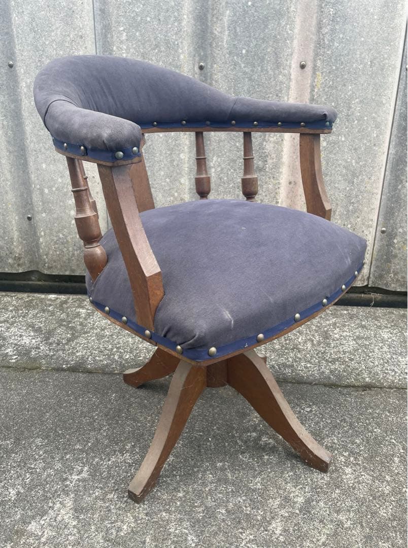 稀少/戦前/古道具/アンティーク/木製/ドクターチェア//回転椅子/椅子/④