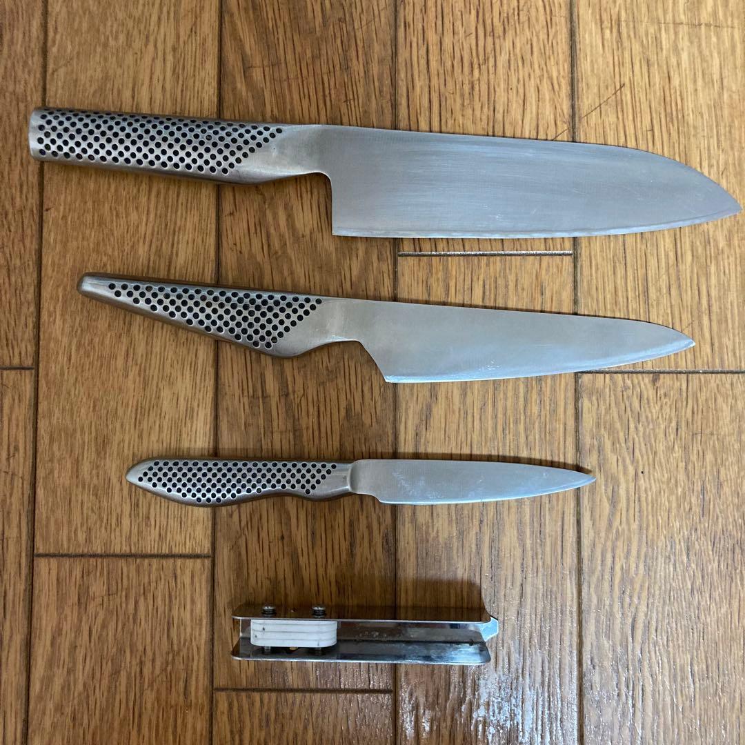 GLOBAL 包丁 3本セット＋シャープナー（おまけ）
