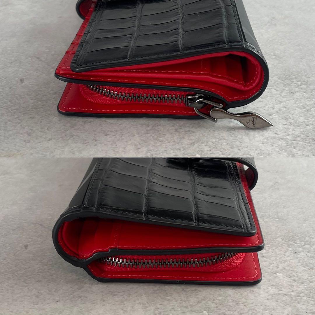 【ふじの様用傷スレ極小】 ルブタン 長財布 クロコ パネトーネ 黒 革