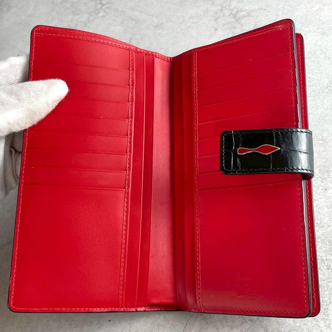 【ふじの様用傷スレ極小】 ルブタン 長財布 クロコ パネトーネ 黒 革