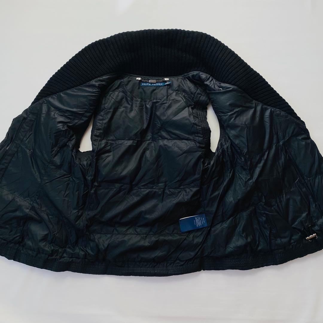 ラルフローレン　ダウンベスト　ショールカラー　リブニット切替　ドローコード