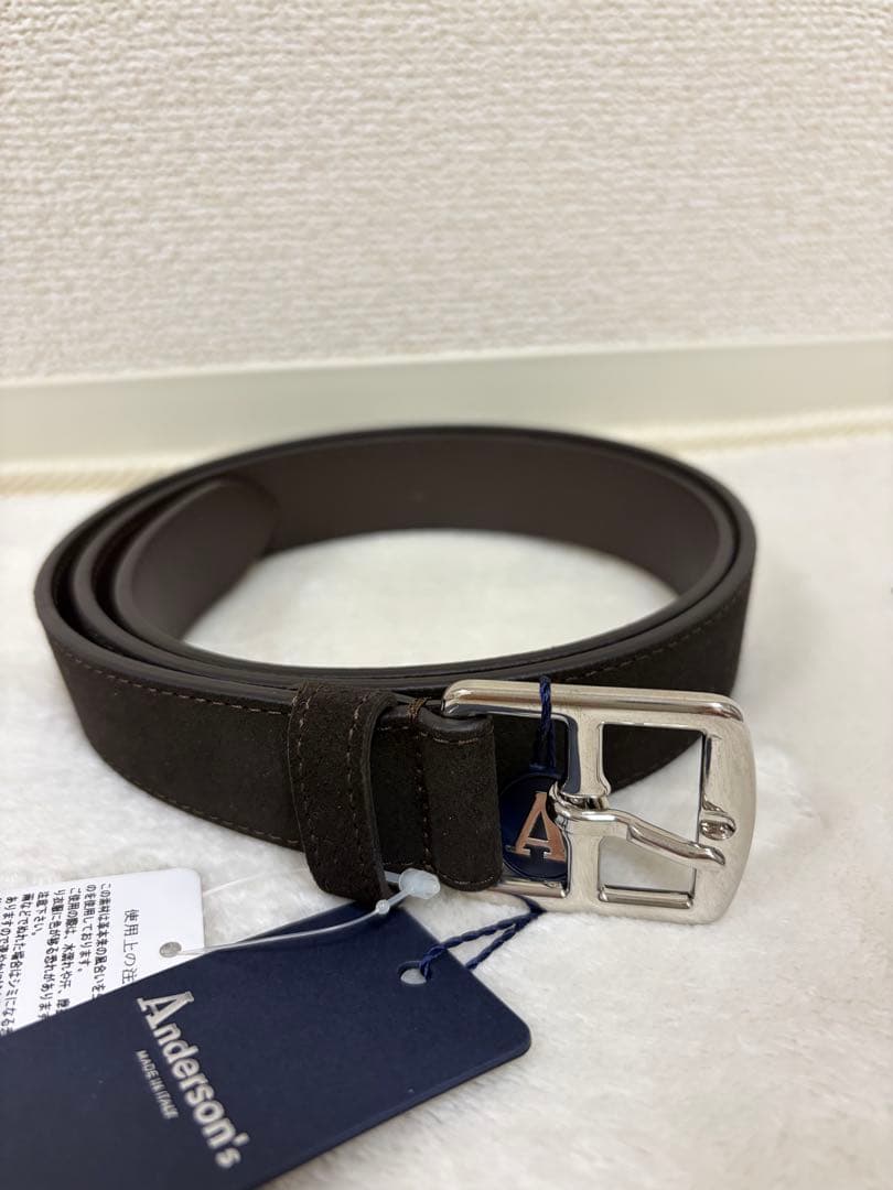 アンダーソンズ Andersons スエードレザー ベルト 90 ダークブラウン