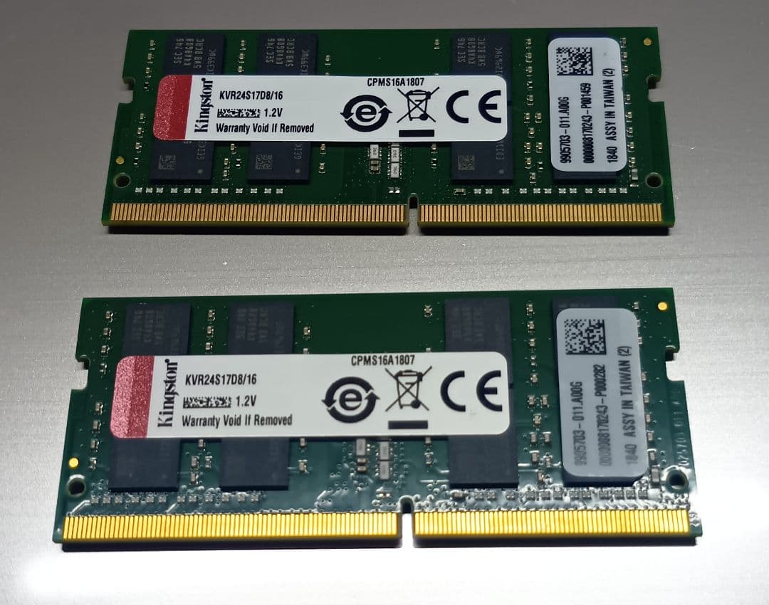 kingston DDR4-2400 16GB×2枚 KVR24S17D8/16