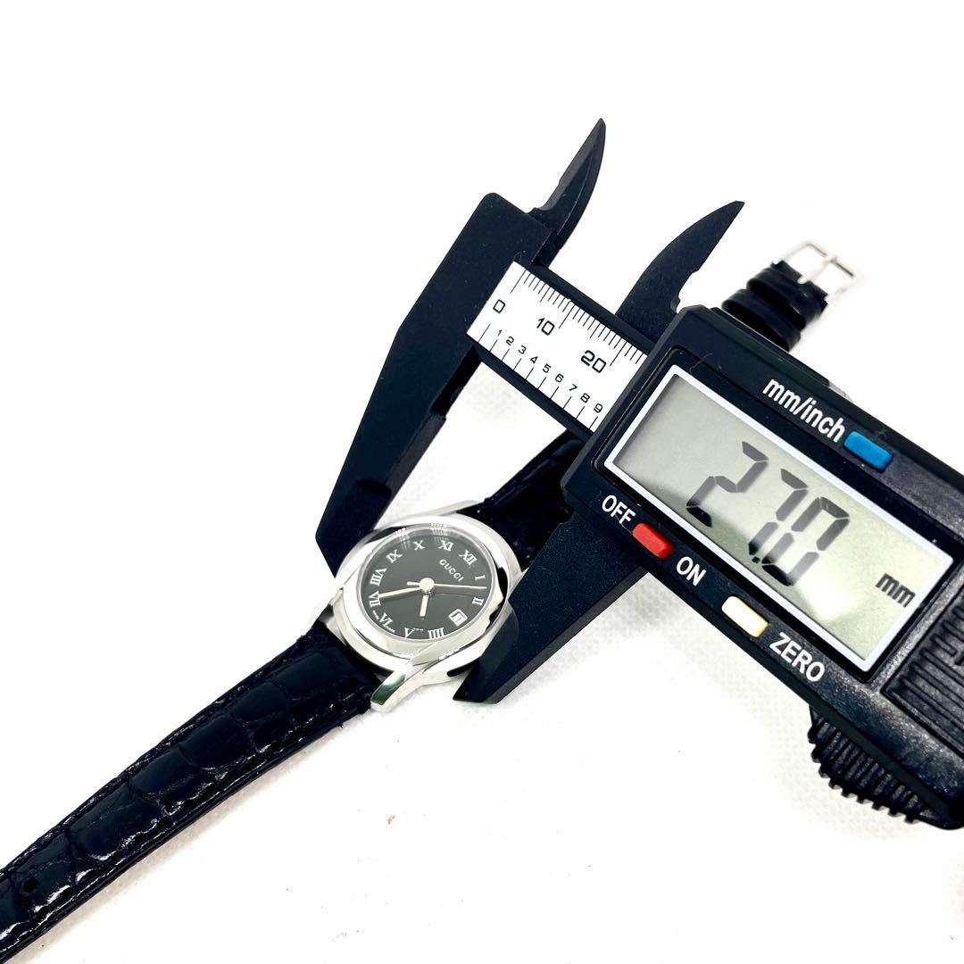 稼働　美品　GUCCI 5500L レディース時計　レザーブラック　Gマーク