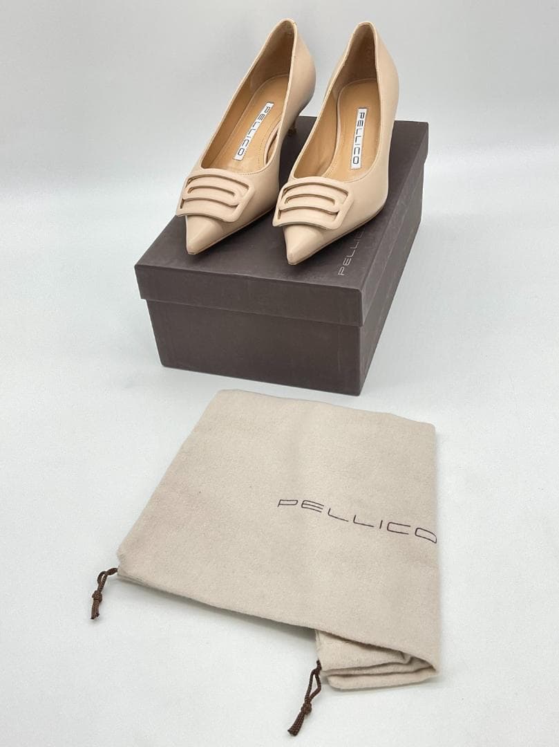 【新品】PELLICO モチーフ付レザーパンプス ベージュ 35.5