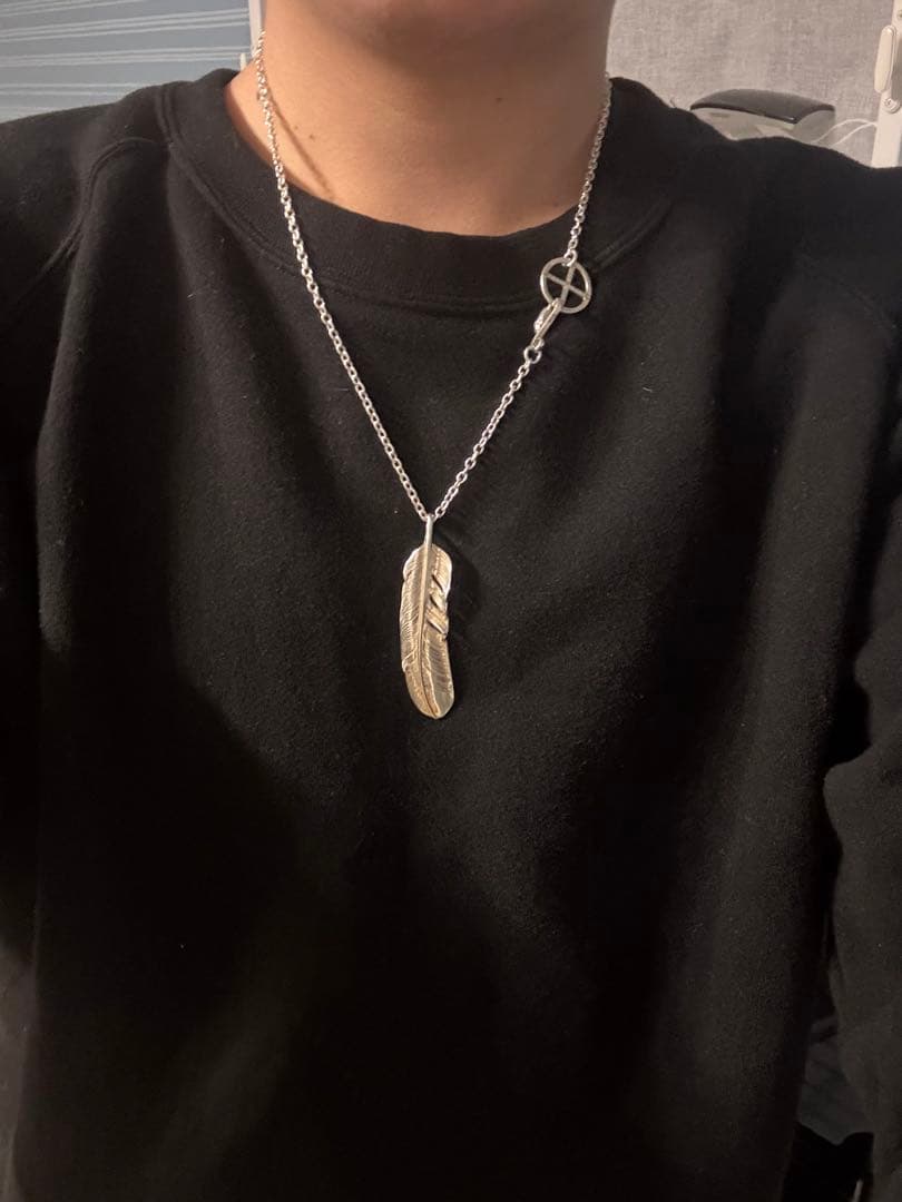moto フェザー ネックレス シルバー イーグルチャーム付き