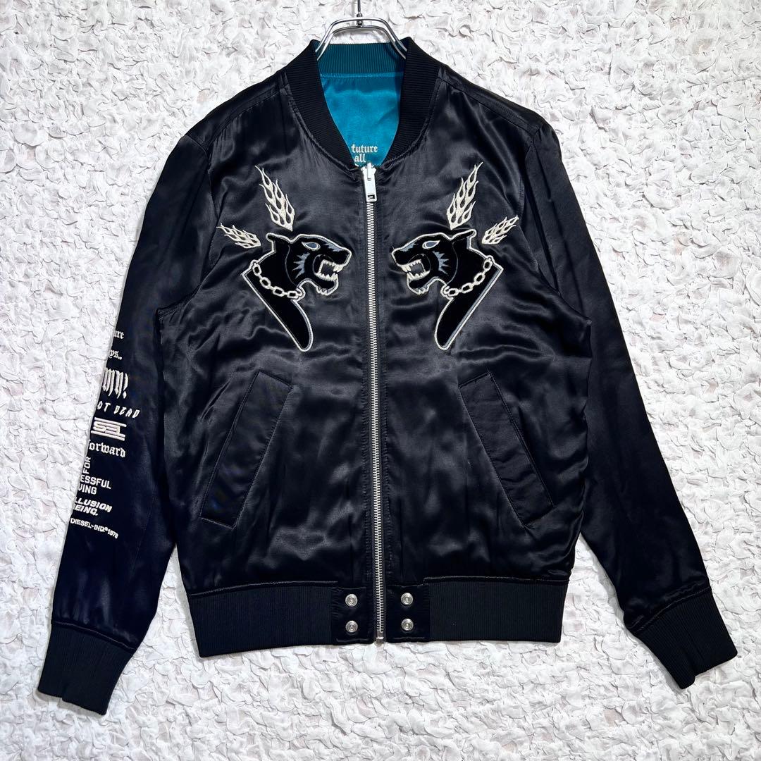 『DIESEL』 スカジャン　J-SMOAK-EMBRO リバーシブル　黒　S