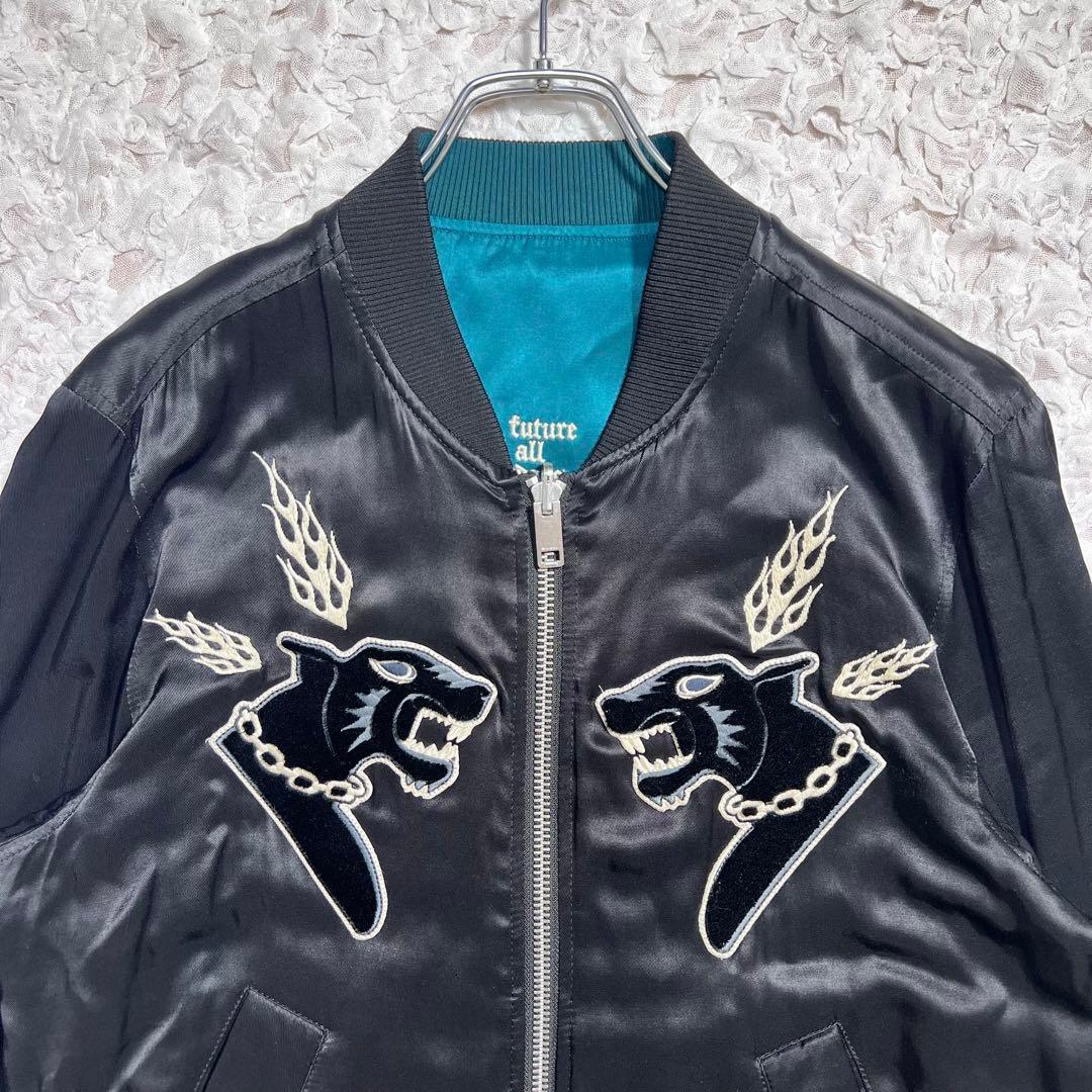 『DIESEL』 スカジャン　J-SMOAK-EMBRO リバーシブル　黒　S