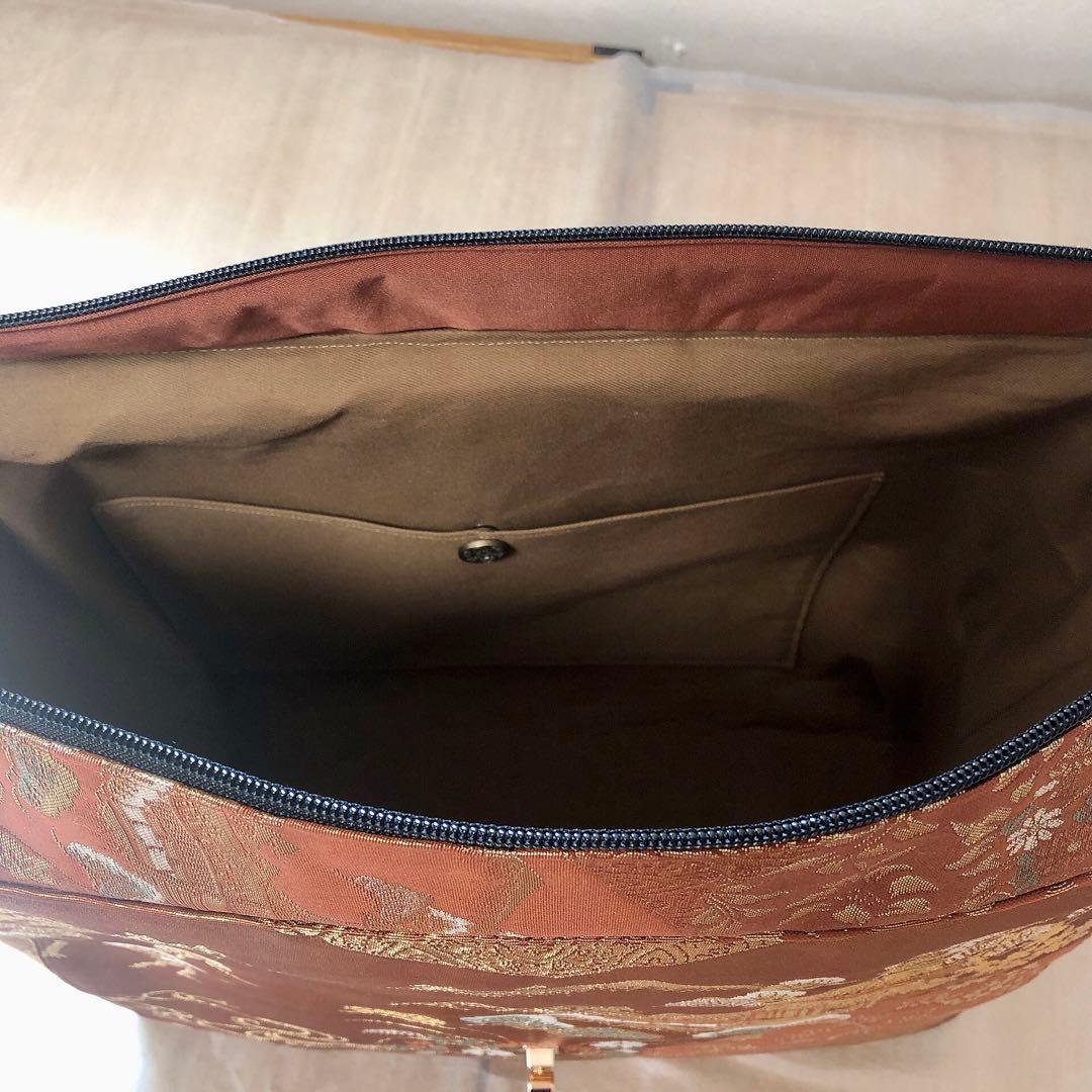 【ちょこぼんや】帯リメイク　チャーム捻り留め具付スクエア型リュック