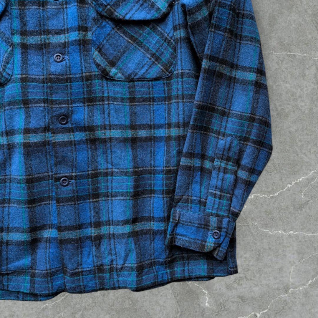 a*g様 80s ペンドルトン ボードシャツ ループカラー Mサイズ ブルー・タ