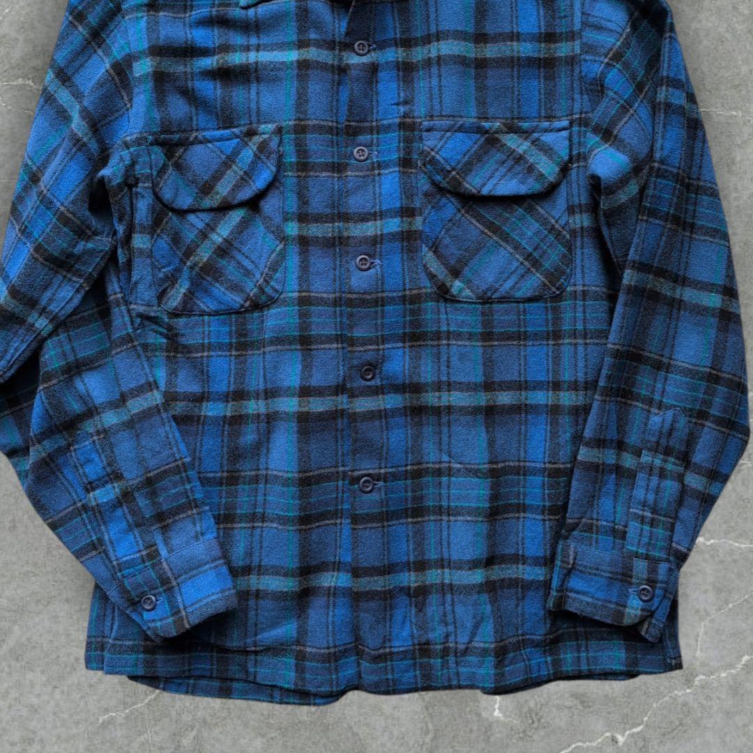a*g様 80s ペンドルトン ボードシャツ ループカラー Mサイズ ブルー・タ