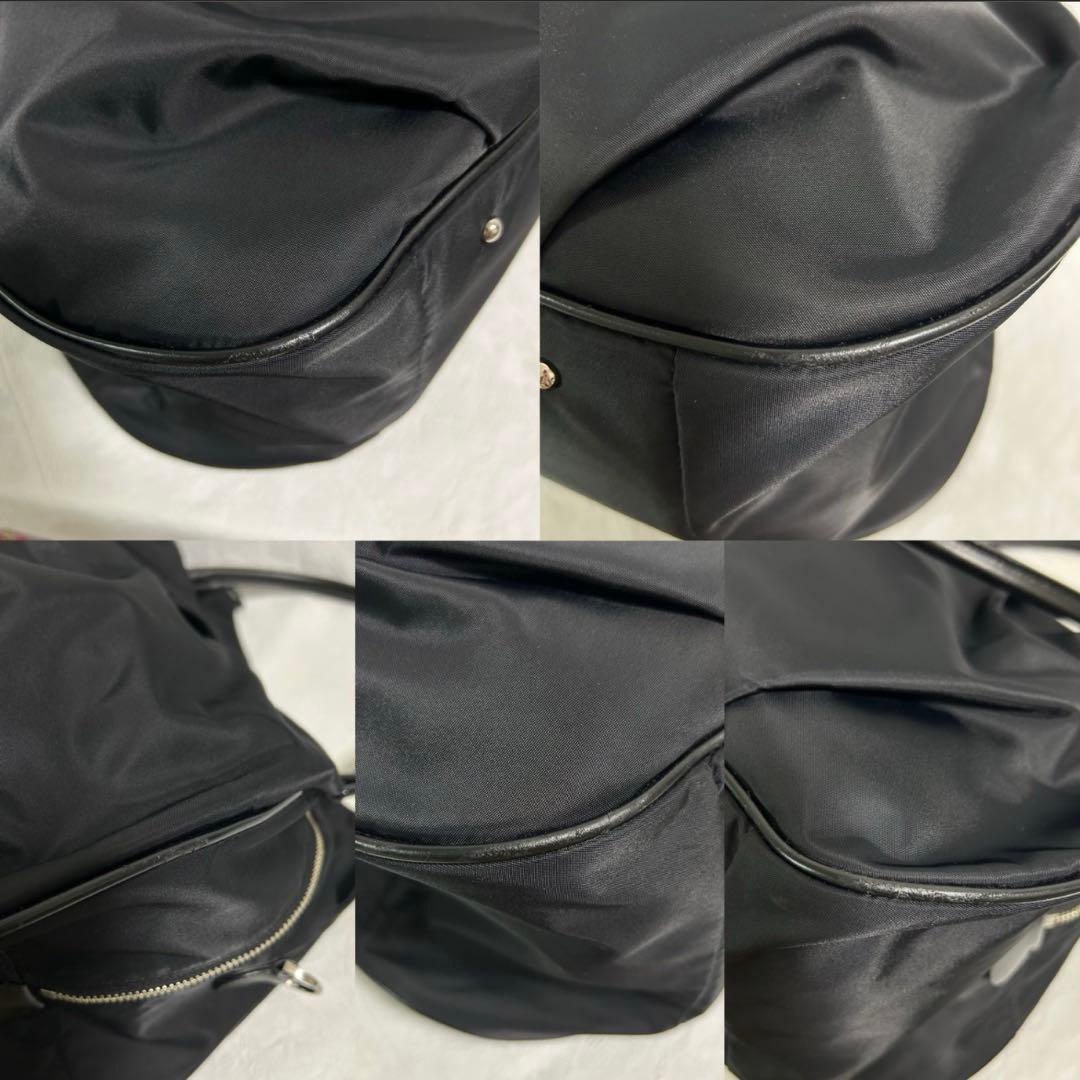 アニエスベーボヤージュ ボストンバッグ 2WAY レザー×ナイロン ブラック