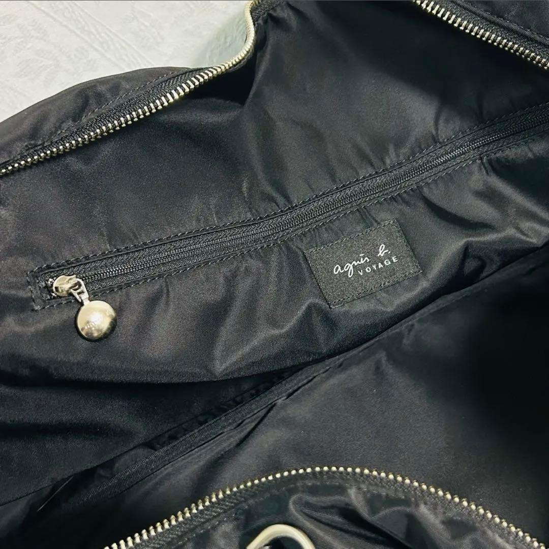 アニエスベーボヤージュ ボストンバッグ 2WAY レザー×ナイロン ブラック