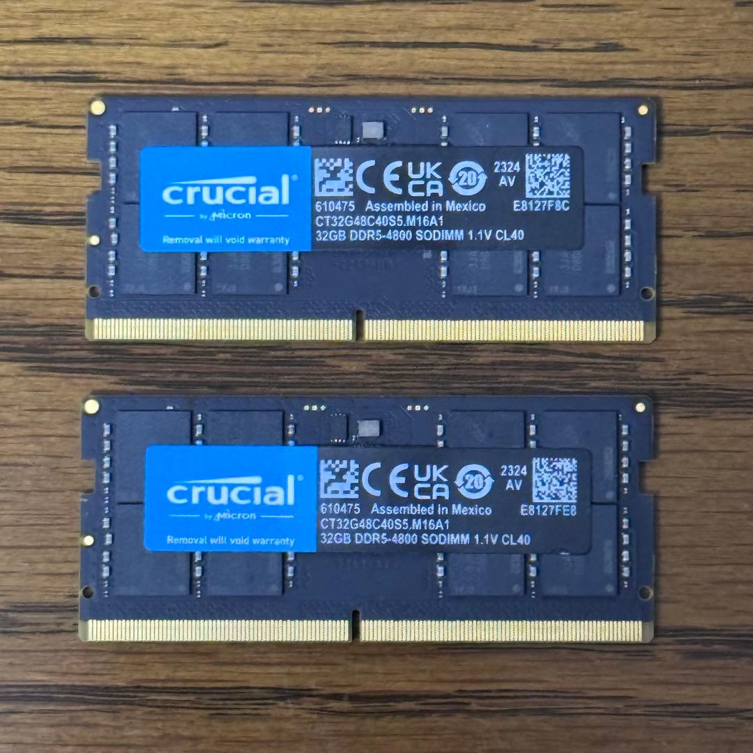 Crucial DDR5-4800 SODIMM 64GB (32GB x2枚)