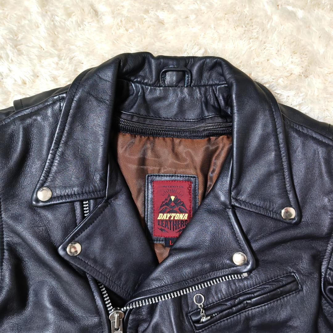 美品 デイトナ ライダースジャケット ダブル Lサイズ ライナー付き バイカー