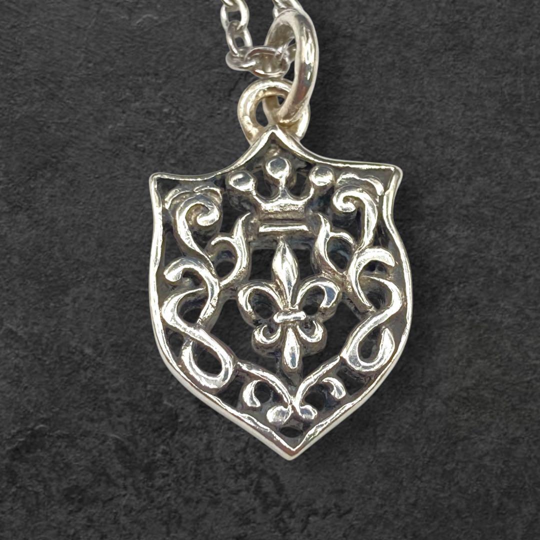 シルバー925 百合の紋章 シールド×フルールリス ペンダント 50cm 354