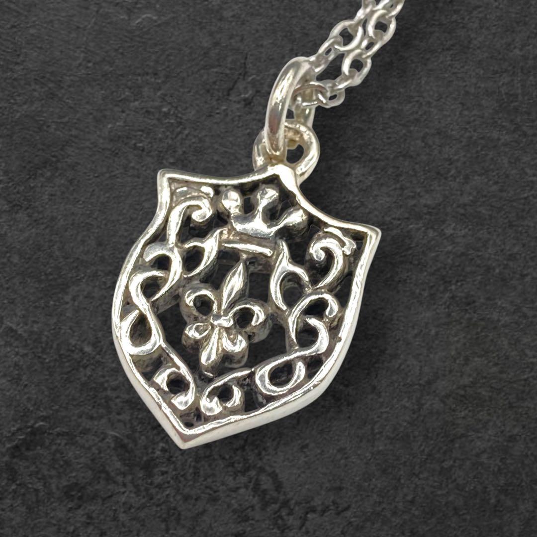 シルバー925 百合の紋章 シールド×フルールリス ペンダント 50cm 354