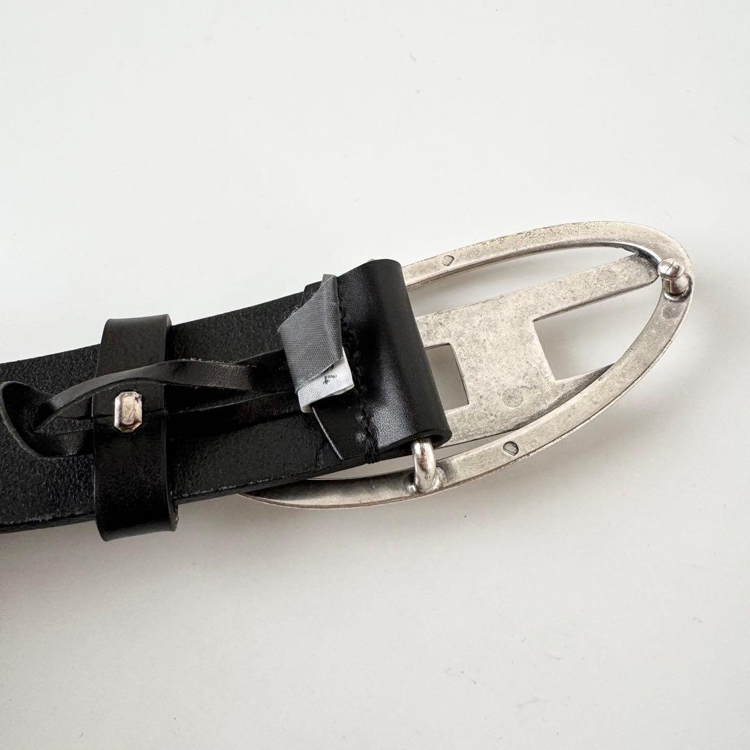 【美品】DIESEL レザー　べルト ブラック ロゴ バックル