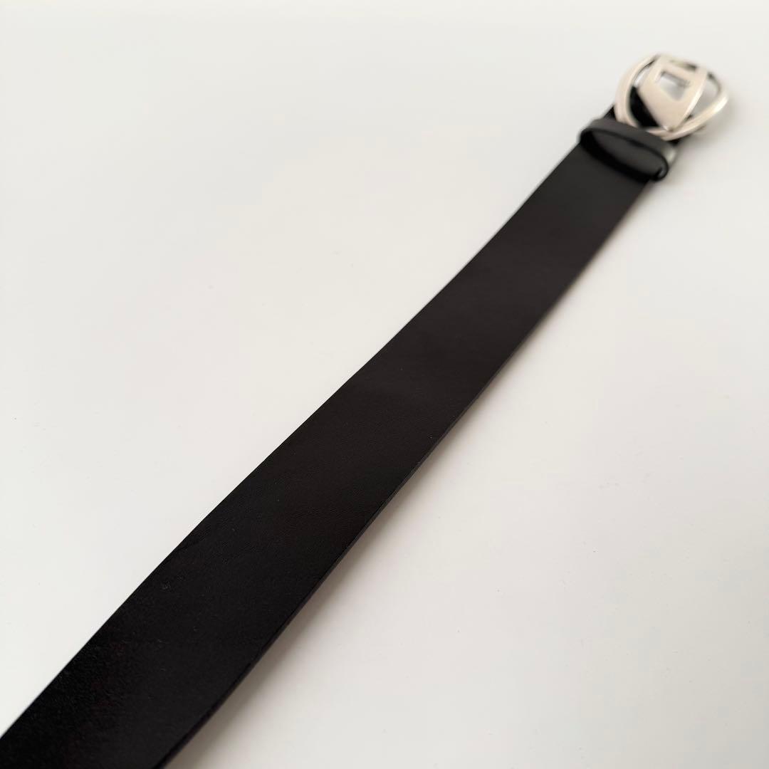 【美品】DIESEL レザー　べルト ブラック ロゴ バックル