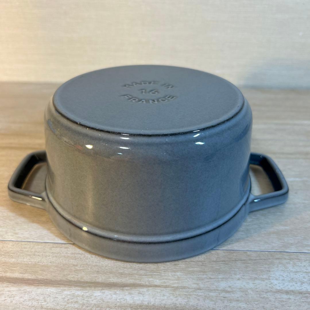 ストウブ　ココットラウンド　16cm グレー　フタモッチ スパチュラ　セット
