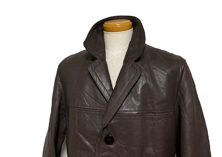 60s 70s ユーロ ヴィンテージ レザーコート ベルト付 シングルカーコート