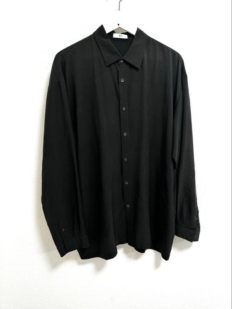 ATON シルクシャツ　チャコールグレー