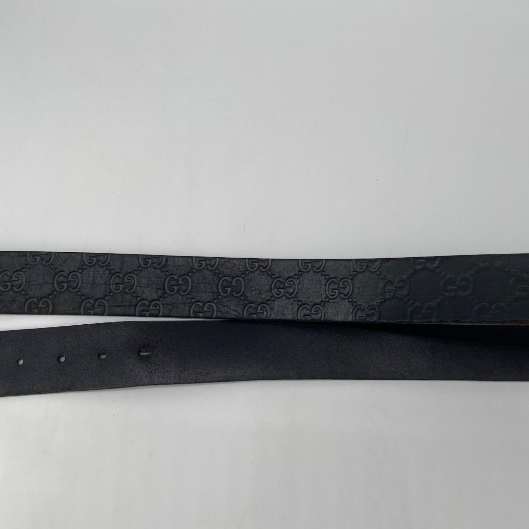 15319✨良品✨GUCCI グッチ レザー GG総柄 G金具 ベルト ブラック
