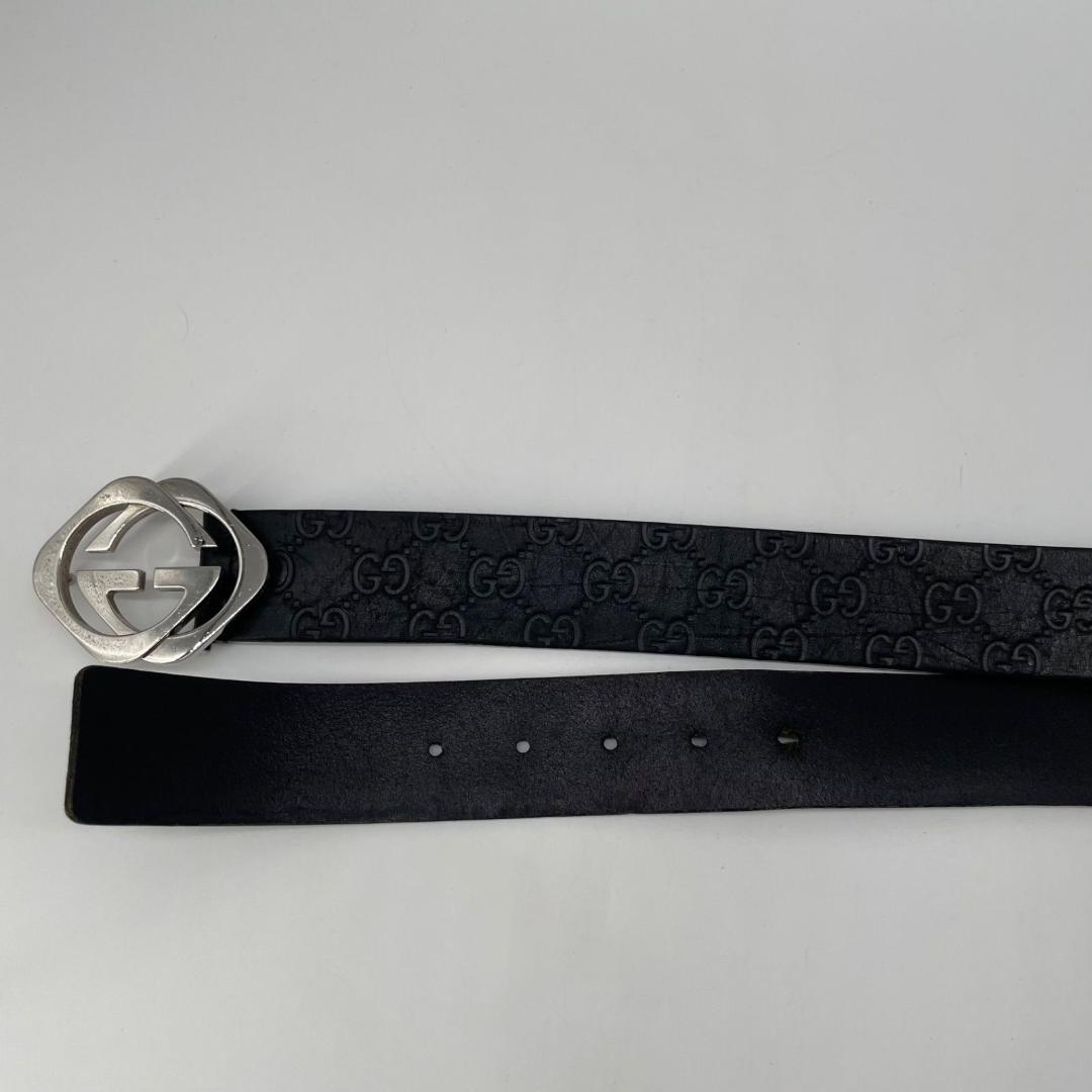15319✨良品✨GUCCI グッチ レザー GG総柄 G金具 ベルト ブラック