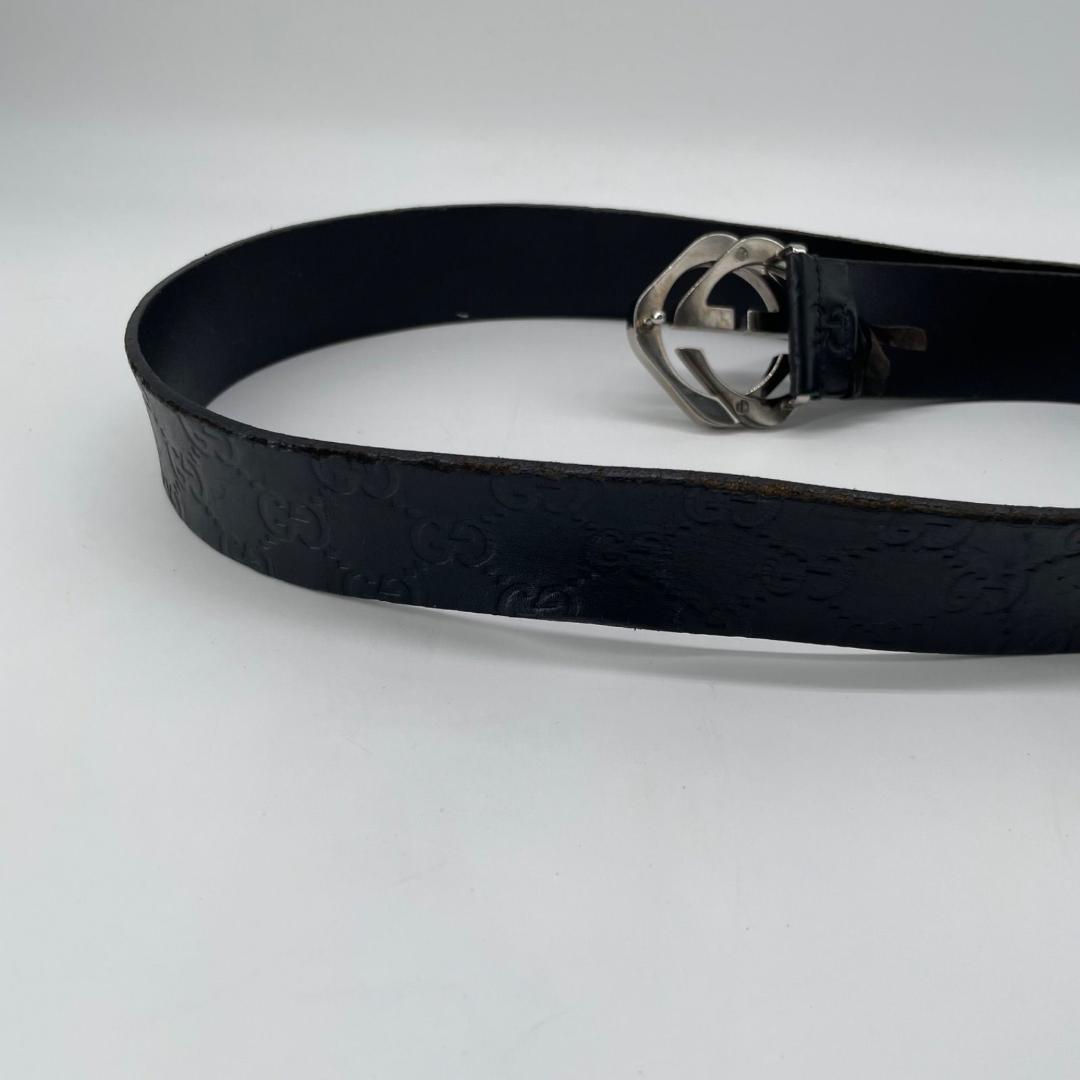 15319✨良品✨GUCCI グッチ レザー GG総柄 G金具 ベルト ブラック