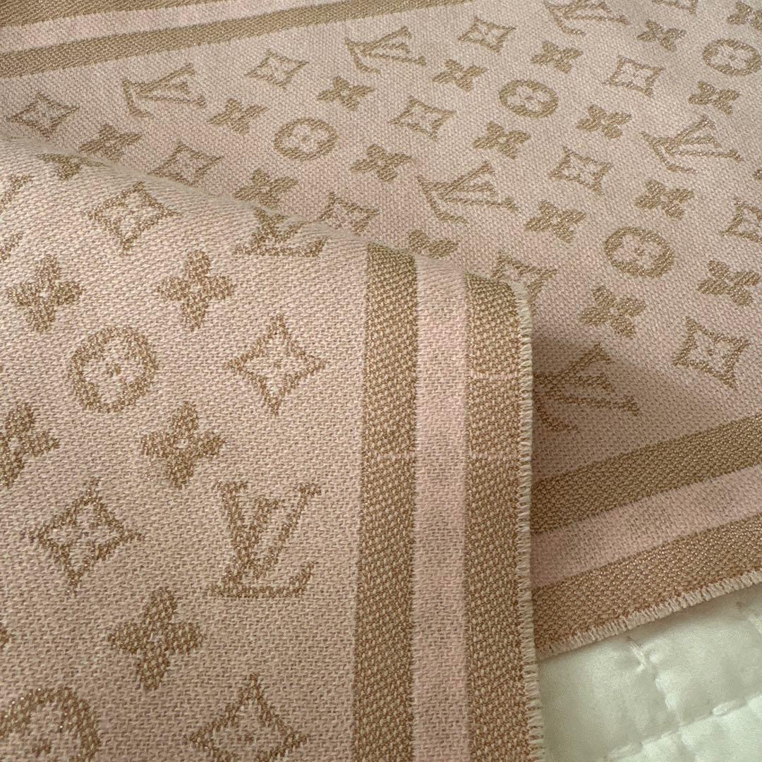 ✨【ルイヴィトン】モノグラム マフラー ピンク ウール カシミヤ