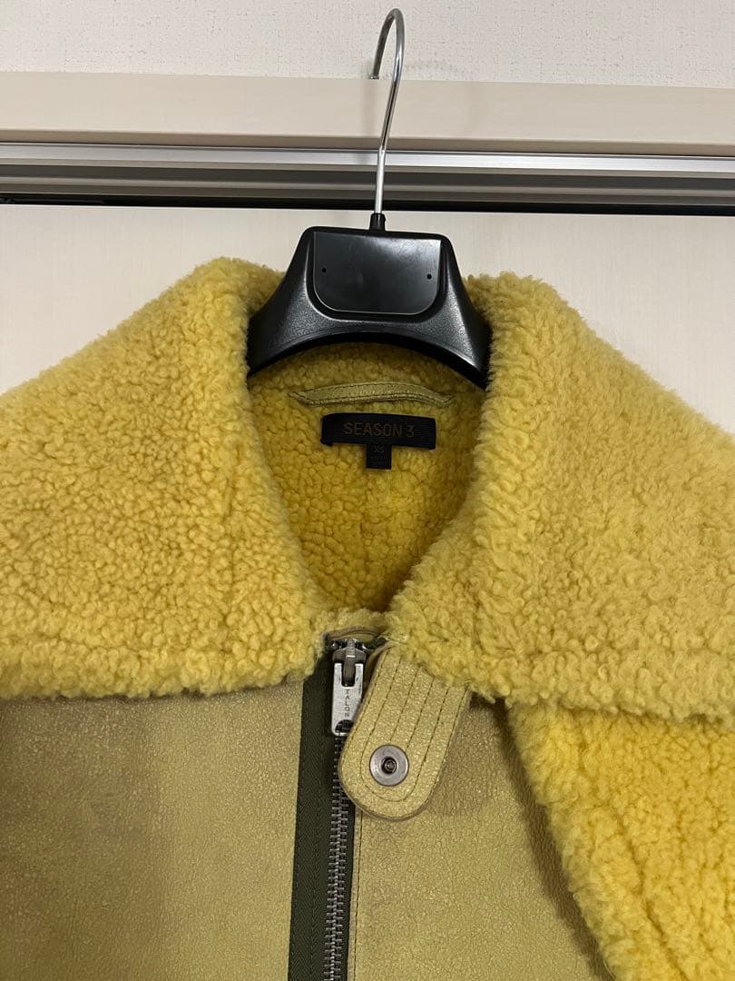 YEEZY SEASON 3 ムートンジャケットイエロー XSシアリング100%