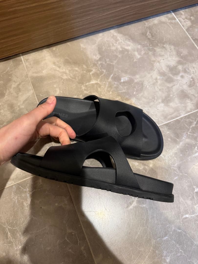 エルメス ブラック サンダル 38