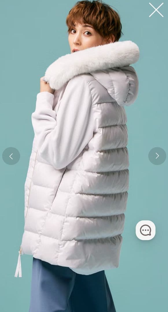 【DoCLASSE】 ★新品未使用品★異素材コンビ・リアルダウンフードコート Ｌ