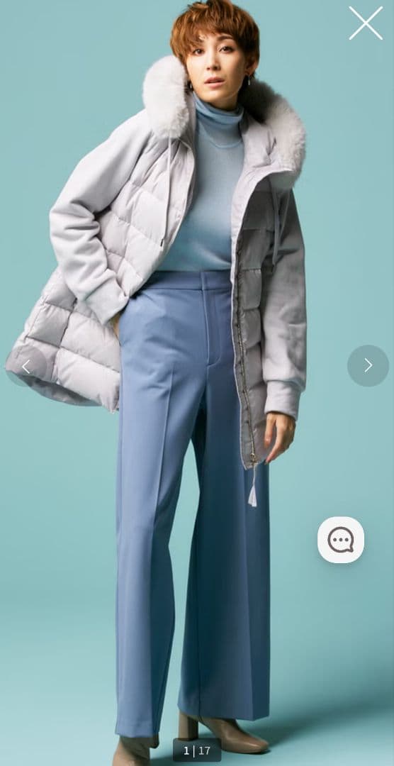 【DoCLASSE】 ★新品未使用品★異素材コンビ・リアルダウンフードコート Ｌ