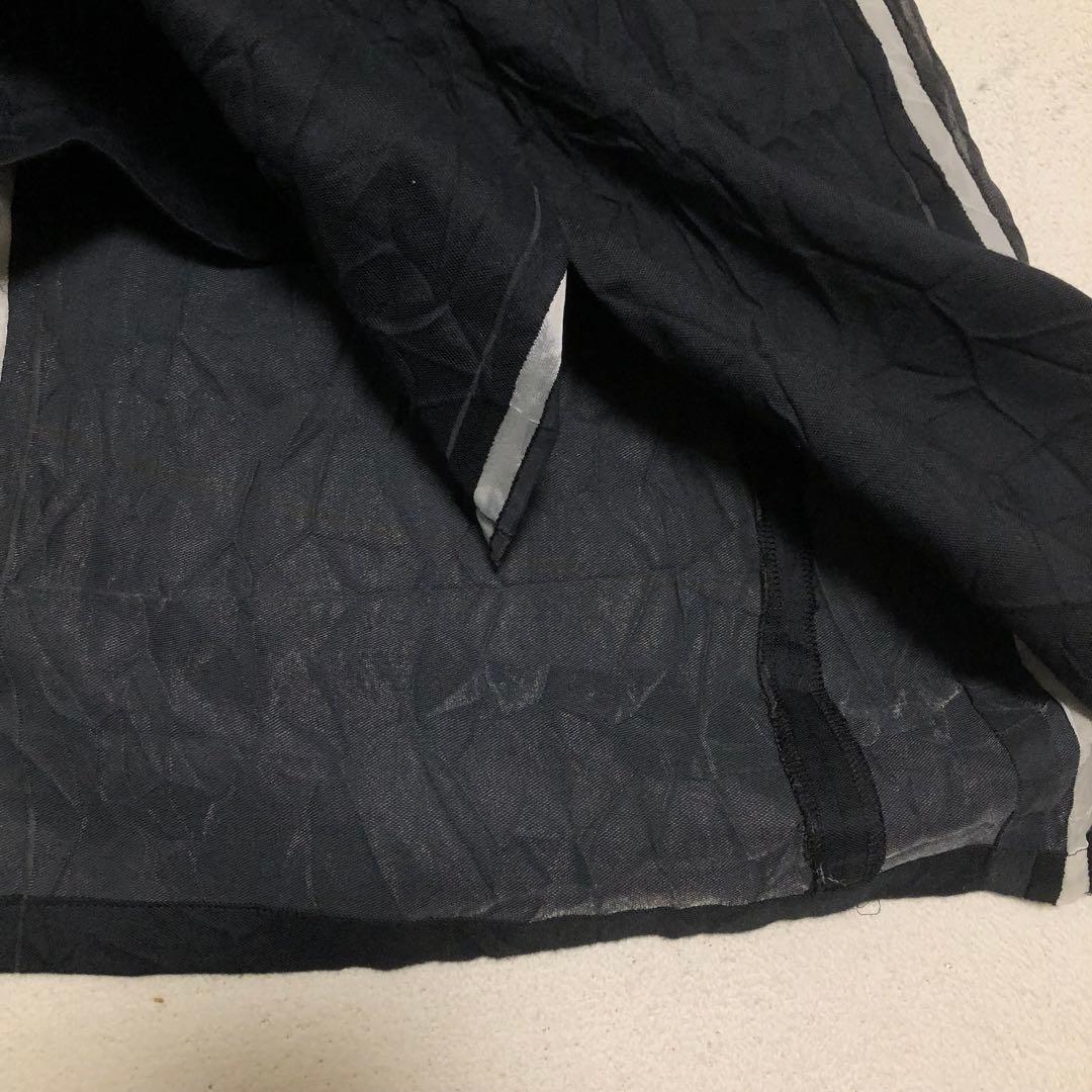 ワイズ　Yohji Yamamoto シワ加工ロングスカート　Lライン入り　黒￼