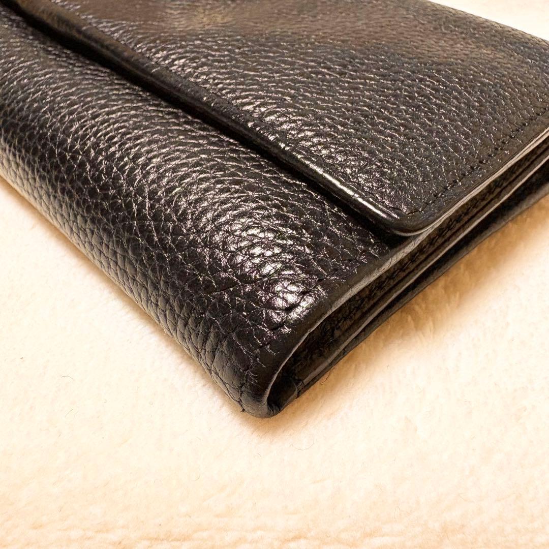 VERSACE ブラック しぼ革レザー 長財布 メタルメドゥーサ付