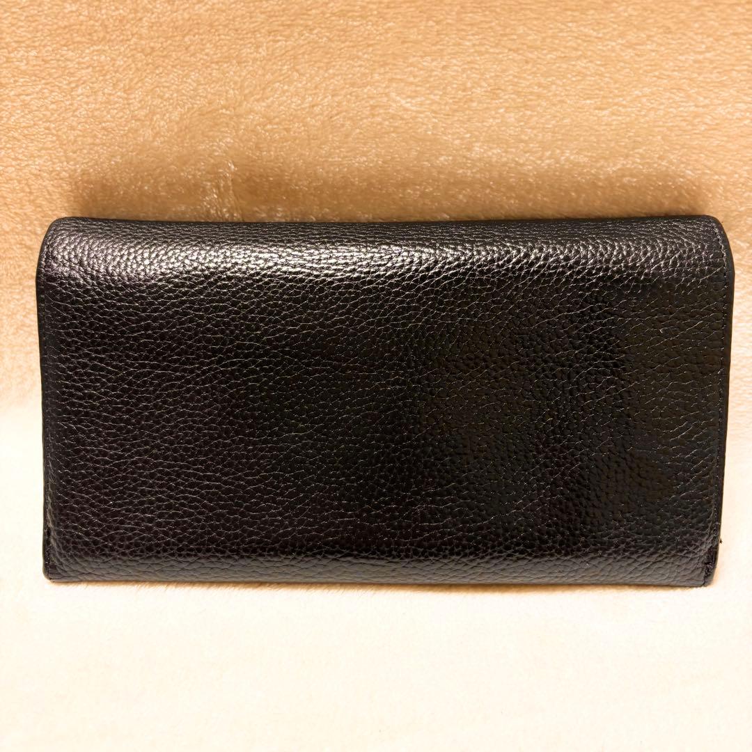 VERSACE ブラック しぼ革レザー 長財布 メタルメドゥーサ付