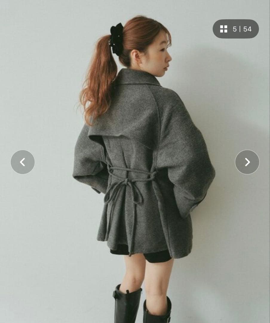 Kastane ダッフルフレアコート FREEサイズ チャコールグレー