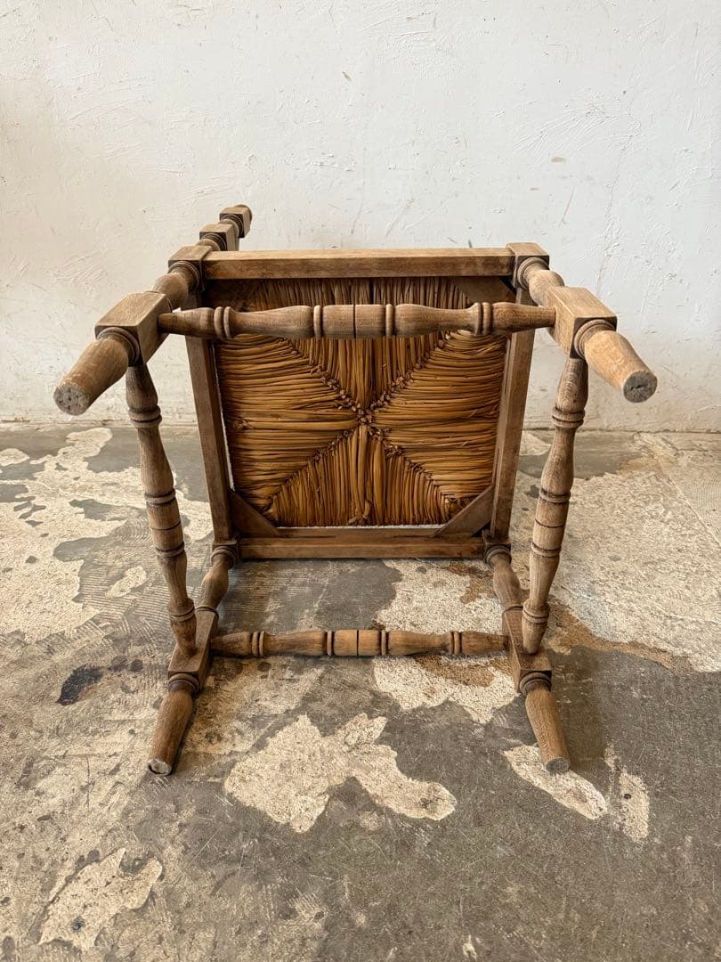 ビンテージ 藁 コーナーチェア 剥離