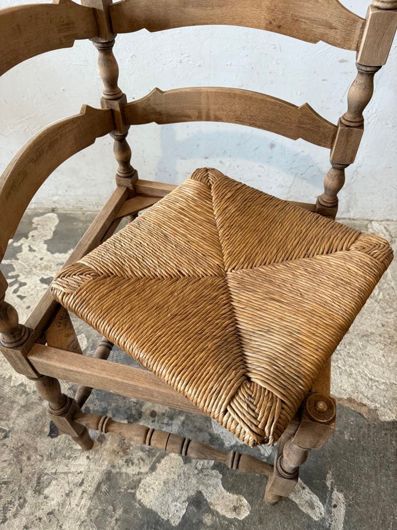 ビンテージ 藁 コーナーチェア 剥離