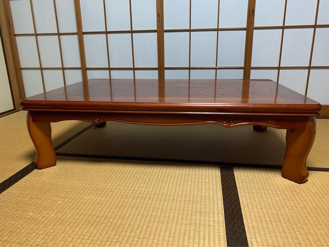 木製ブラウン座卓 光沢仕上げ