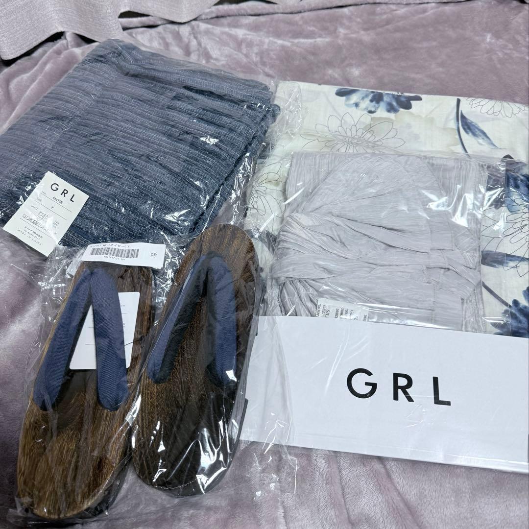 GRL ガーベラ浴衣セット+ 下駄+ 兵児帯セット