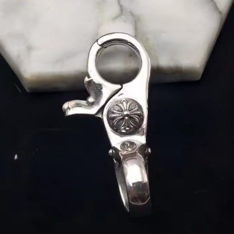 シルバー925 クイッククリップ クロスボール キーチェーン キーリング