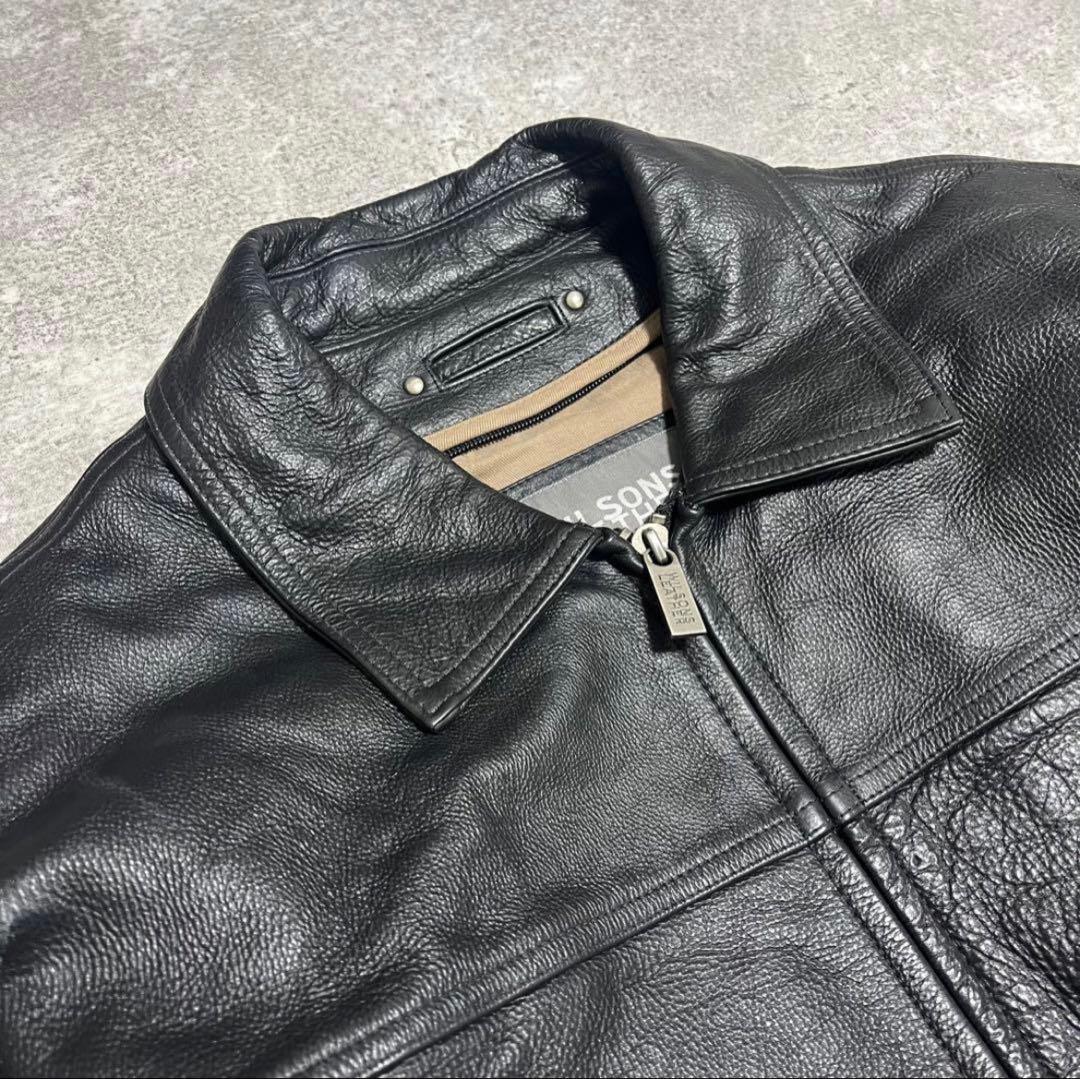 み*ん様 80s 90s vintage レザージャケット 本革 短丈 黒色　y