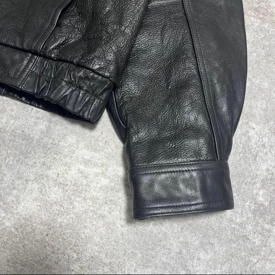 み*ん様 80s 90s vintage レザージャケット 本革 短丈 黒色　y