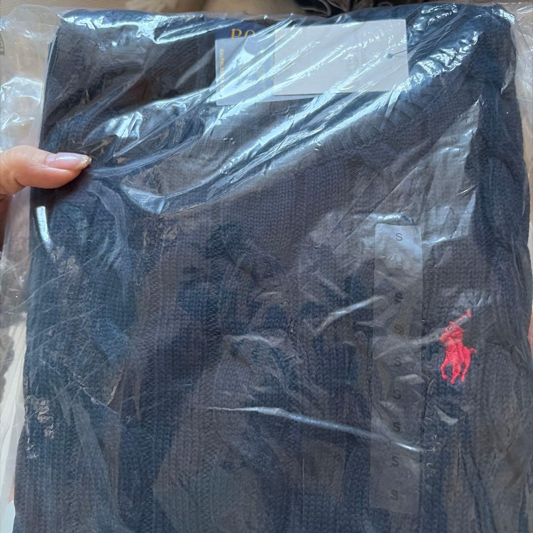 ラルフローレン コットンケーブルニット ネイビー Sセーター レディース