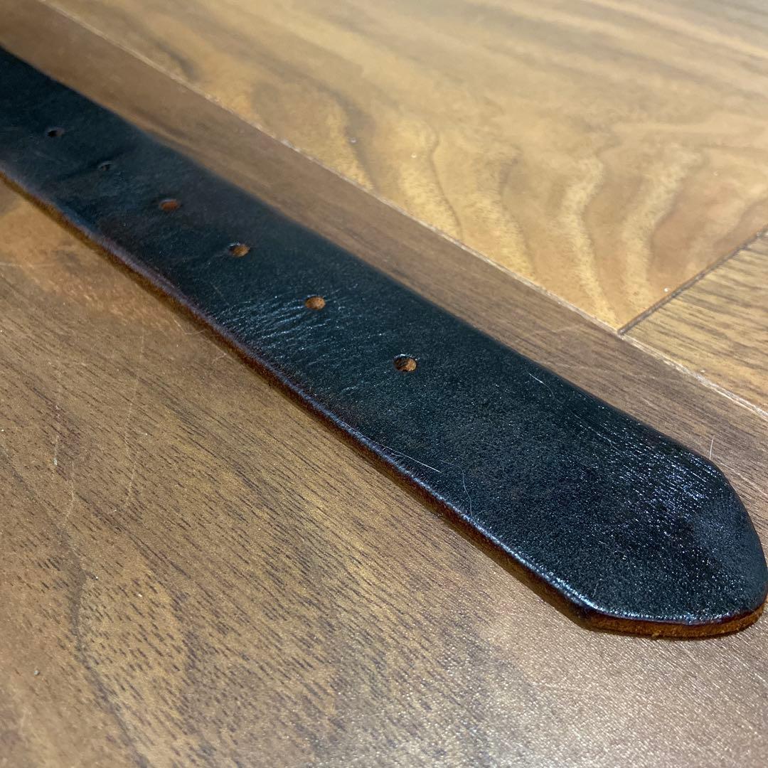 OLD STUD プレーンレザーベルト ブラックレザー 32inch HTC